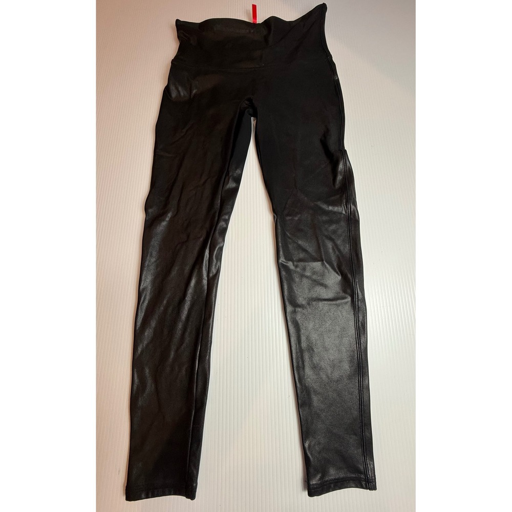 Spanx Faux Leather Leggings Black High Waisted Tummy Control XL 20110R